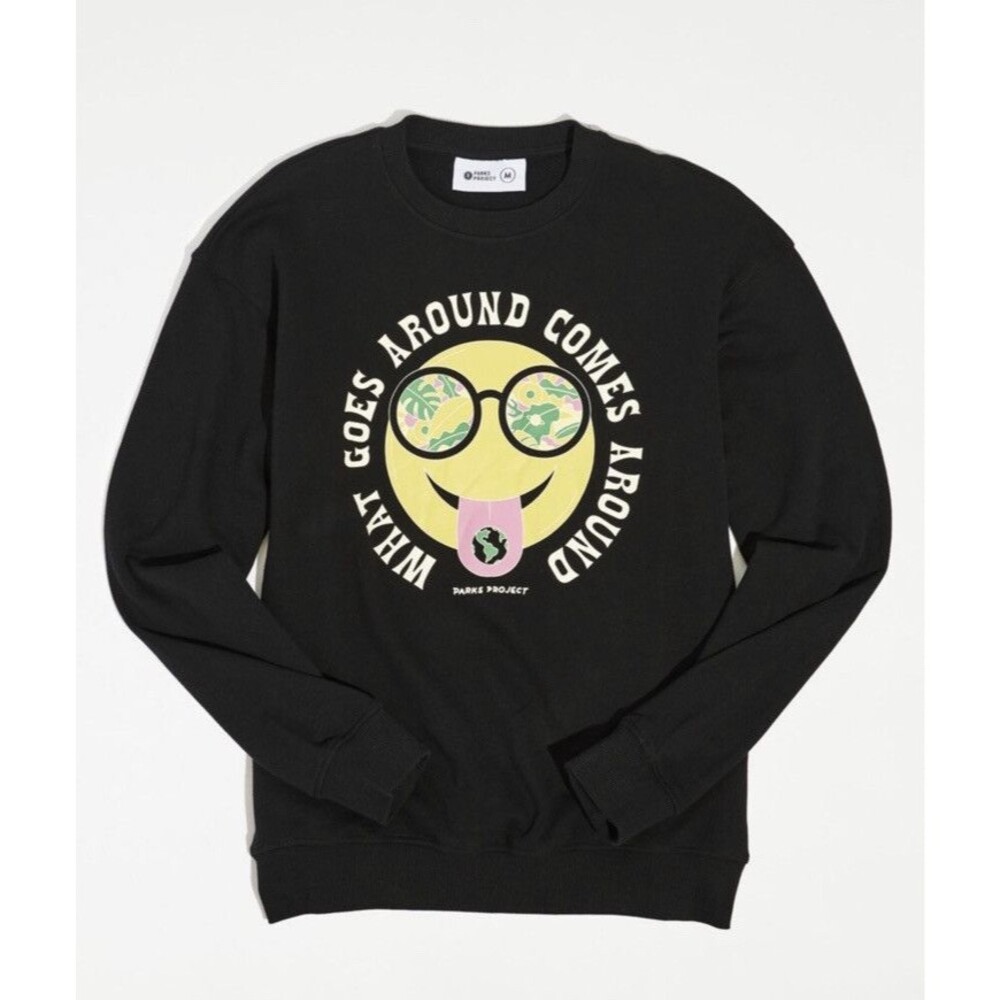 Mens Small Parks Project Black ‘What Goes Around Comes Around’ Crewneck